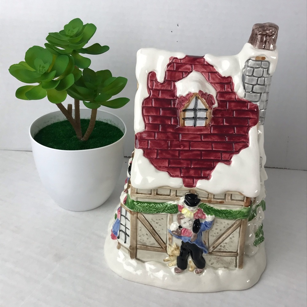 VINTAGE 1988 FITZ & FLOYD Dickens Christmas Carol Scrooge House Cookie Jar